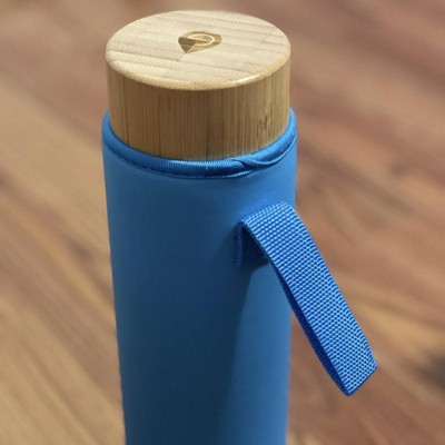 GROSCHE VENICE Eco-Friendly Glass Water Bottle with Bamboo lid and  Protective Sleeve, 22.6 fl oz Capacity, Frosted