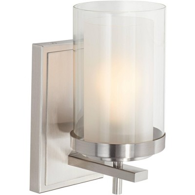 Stiffel Sannah 10"H Double Glass Nickel Wall Sconce