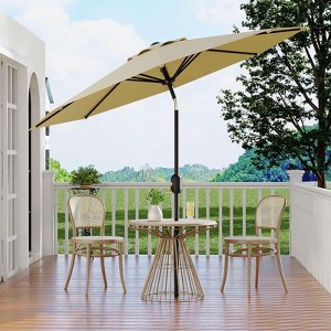10ft Patio Umbrella, Table Umbrella Outdoor Patio with Crank Lift & Push Button Tilt, 8 Sturdy Ribs for Yard, Deck, Pool - 1 of 4