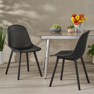 Set of 2 Posey Dining Chair, Black-Christopher Knight Home - 1 of 4