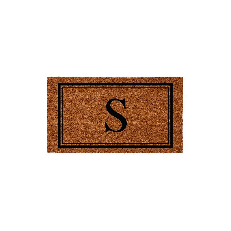 Evergreen Monogram Indoor Outdoor 100% Natural Coir Doormat 28" x 16" |  Letter  "S", 1 of 4