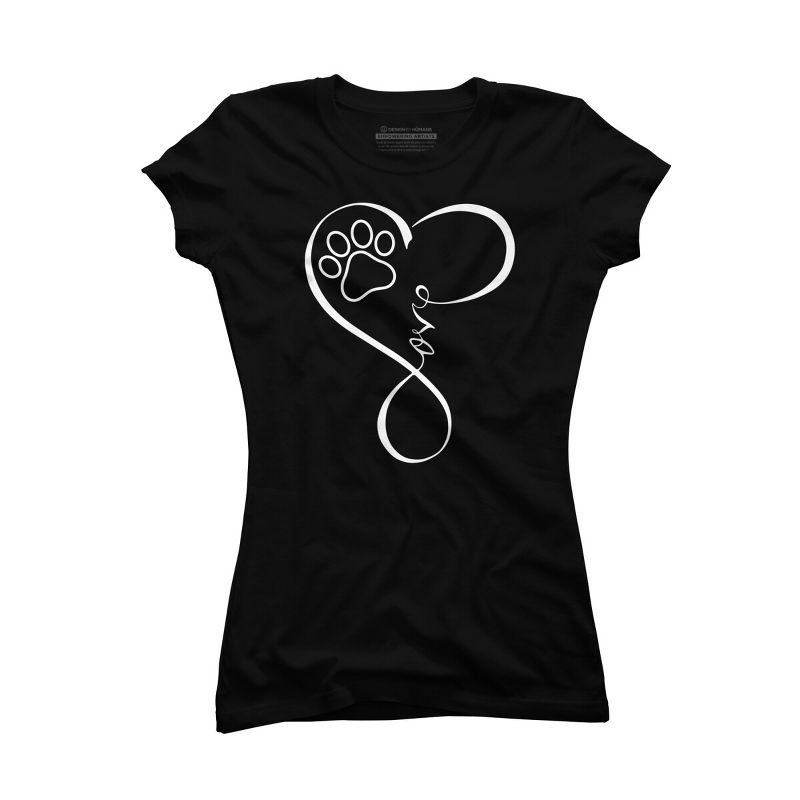 Junior's Design By Humans Paw Print Perfect Heartbeat By dogsandhugs T-Shirt, 1 of 3