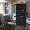 FONTOI Freestanding Storage Cabinet with 2 Tempered Glass Doors&Adjustable Shelves, Kitchen Pantry Cabinet for Kitchen, Black, 15.5"*71.6"*29.9" - 3 of 4