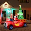 HOMCOM 7.5ft Christmas Inflatable Santa Claus Driving a Fire Truck with Tree, Outdoor Blow-Up Yard Decoration with LED Lights Display - 2 of 4
