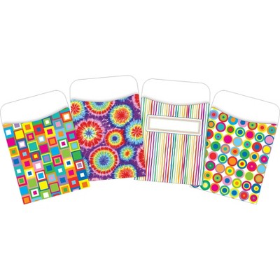 4pk 30ea Groovy Peel & Stick Library Pockets - Barker Creek