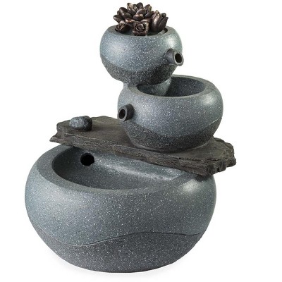 Wind & Weather Lighted Three-Tier Indoor Fountain with Electric Pump