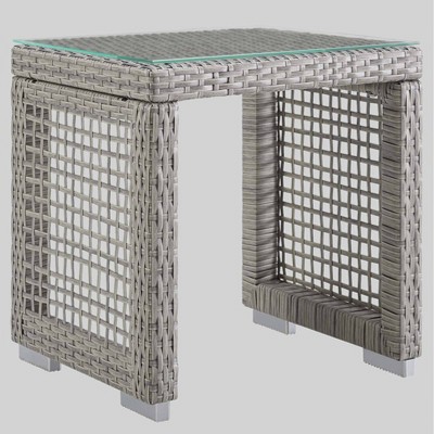 Aura Outdoor Wicker Side Patio Side Table Gray - Modway