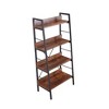4 Tier Ladder Shelf, Rustic Bookshelf Storage Rack, Wood Metal Freestanding Storage Shelves For Plants, Display Shelves For Living Room Office - 4 of 4