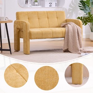 Okak Minimalist Casual Chenille Double Accent Chair with Armrests & Comfortable Pad,Upholstered Loveseat for Living Room,Bedroom,Office - 1 of 4