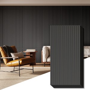 PVC Slat Wall Panel, 3D Fluted Textured Panel Black, Suitable for Kitchen, Living Room, and Home 3D Wall Panels - 1 of 4