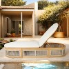 Moda Furnishings Acacia Wood Rope Weaving Patio Outdoor Reclining Chaise Lounge With Cream Cushions - 2 of 4