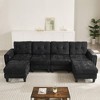 Whisen 115" Modern U-shaped Sectional Sofa, Upholstered Couch with Two Movable Ottomans and Side Tables - 3 of 4