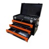 Black+Orange Tool Box with 3 Ball-Bearing Drawers, Lock Keys, Portable Storage Chest Organizer for Garage Workshop and Home Use - 3 of 4