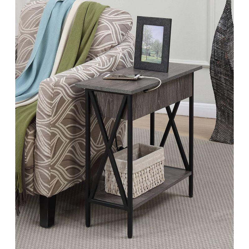 Tucson Flip Top End Table with Charging Station and Shelf - Breighton Home, 3 of 8