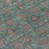 Teal Blue Beige And Taupe Floral Washable Indoor Outdoor Area Rug - 4 of 4