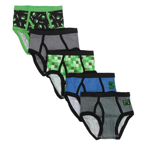 Youth Boys Minecraft Boxer Brief Underwear 5-pack - Pixelated