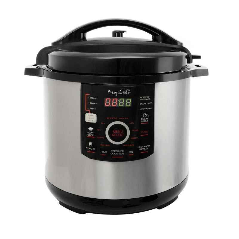 Megachef 12 Quart Steel Digital Pressure Cooker with 15 Presets and Glass Lid, 1 of 7