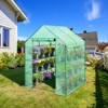 EAGLE PEAK Walk-in Greenhouse  2 Tiers 8 Shelves with Roll-up Zipper Door and 2 Side Mesh Windows, Portable Gardening Plant House, Green - 2 of 4
