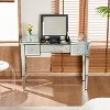 HDZNVF Mirrored Makeup Vanity Desk with Crushed Diamond Inlay, Silver Dressing Table with Flip-Top Mirror, Silver - 3 of 4