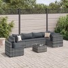 vidaXL 7 Piece Patio Lounge Set – Modular PE Rattan Sofa/Chair/Coffee Table with Cushions – Gray - 2 of 4