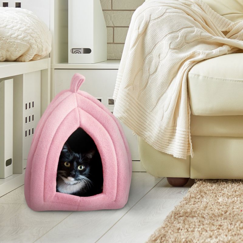 Pet Adobe Indoor Covered Cat Pet Bed With Removable Cushion Pad - 13.5" x 13.5" x 15.75", Pink, 4 of 7