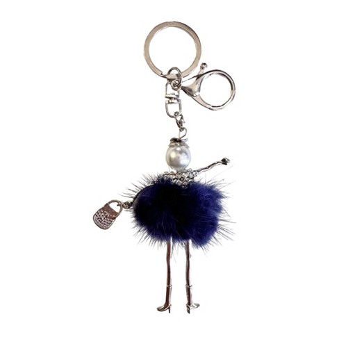 Wrapables Hanging Fashionista Doll Keychain Crystal Rhinestone Keyring Bag Charm Navy Pom Pom Target