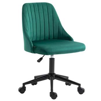 Vinsetto Mid-Back Office Chair, Velvet Fabric Swivel Scallop Shape Computer Desk Chair for Home Office or Bedroom