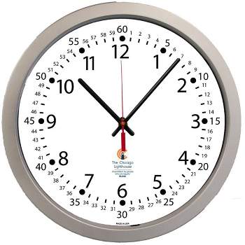 14.5" Hospital Contemporary Body Quartz Movement Commercial Wall Clock Silver - The Chicago Lighthouse
