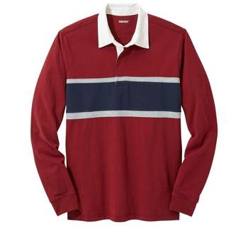 KingSize Men's Big & Tall Long-Sleeve Rugby Polo