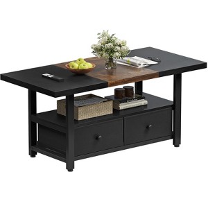 Hausource 2-Tier Coffee Table w/Storage Shelf & 2 Drawers for Living Room - 1 of 4