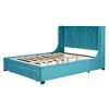 Wingback Platform Bed Queen Size, Velvet Upholstered Bed Frame with Storage Drawer and Button Tufted Headboard - 4 of 4
