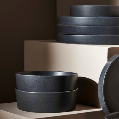 Charcoal Ceramic 12-Piece Dinnerware Set, Service for 4