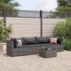 vidaXL Patio Lounge Set with Cushions Sectional Sofa Outdoor 5 Piece Poly Rattan - Gray - 2 of 4