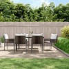 vidaXL Patio Dining Set Table and Chair with Cushions Poly Rattan and Steel - Brown 63" Table Length 6 Chairs - 2 of 4