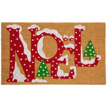 Northlight Brown and Red "Noel" Natural Coir Outdoor Christmas Doormat 18" x 30"
