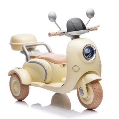 INFURNIC Baby Walkers Two-seater Kids Ride On Motorcycle Three Wheels Kids toy with Oversized Storage Box for kid 3-6, Yellow, 47.24"*20.08"*21.17"