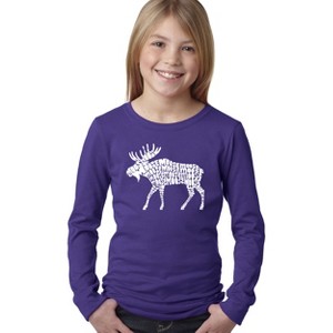 LA Pop Art Girl's Word Art Long Sleeve - Moose - 1 of 4