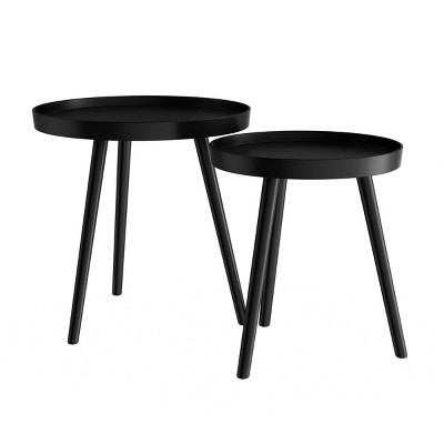 Nesting End Tables with Tray Top Black - Yorkshire Home