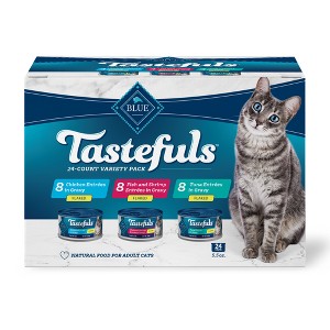 Blue Buffalo Tasteful Tuna, Chicken, Fish and Shrimp Flaked Variety Pack Wet Cat Food - 5.5oz/24ct - 1 of 4