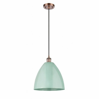 Plymouth Dome - 1 Light Cord Hung Mini Pendant In Industrial Style-14.75 Inches Tall and 12 Inches Wide