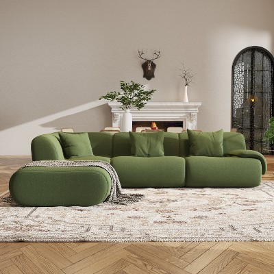 SYFERLORY 116.5" L-Shaped Modular Sectional Sofa 3 Seater Oversized Sectional Sofa For Living Room，Green