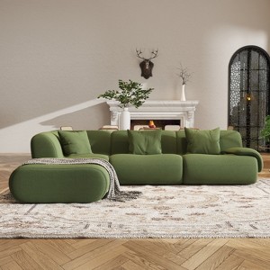 SYFERLORY 116.5" L-Shaped Modular Sectional Sofa 3 Seater Oversized Sectional Sofa For Living Room，Green - 1 of 4