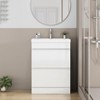 KWPZQEB 24" Gloss Wall-Mounted Bathroom Vanity with Sink & Mirror, Modern Floating Vanity with Shelf & Soft-Close System for Small Space, Glossy White - 2 of 4