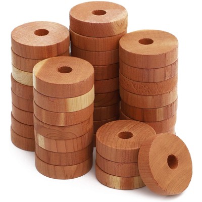 Juvale 36 Pack Cedar Rings for Hangers & Clothes Storage, Cedarwood Closet & Drawer Freshener, 1.5 in