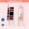 Costway Kids Jewelry Cabinet Standing Children Jewelry Organizer with Full-Length Mirror White/Pink - 3 of 4