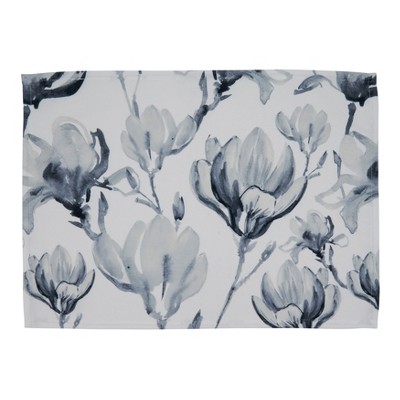 Saro Lifestyle Watercolor Floral Placemat (Set of 4 pcs), Blue-Grey