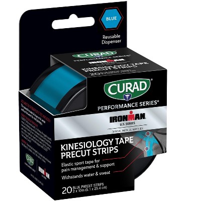 Curad Performance Series Ironman Kinesiology Tape Blue 2 x 10 strips 20 Count