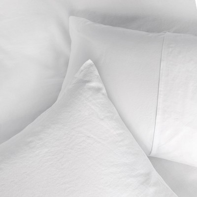 White Twin/Twin XL French Linen and Cotton Duvet Cover Set