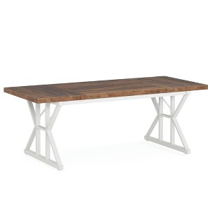 Resenkos Computer Desk, Office Desk, Study Desk,6FT Conference Table, Rectangle Meeting Room Table Executive Desk,Brown & White - 1 of 4