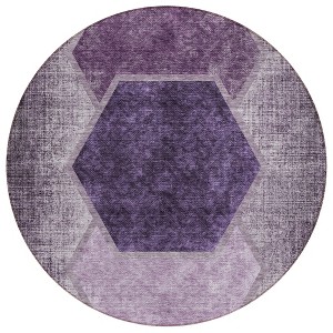 Eggplant Purple And Lavender Geometric Washable Indoor Outdoor Area Rug - 1 of 4